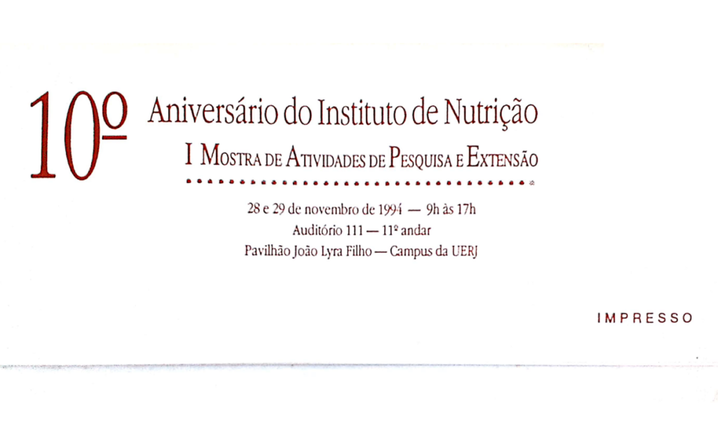 10° Aniversário do Instituto de Nutrição